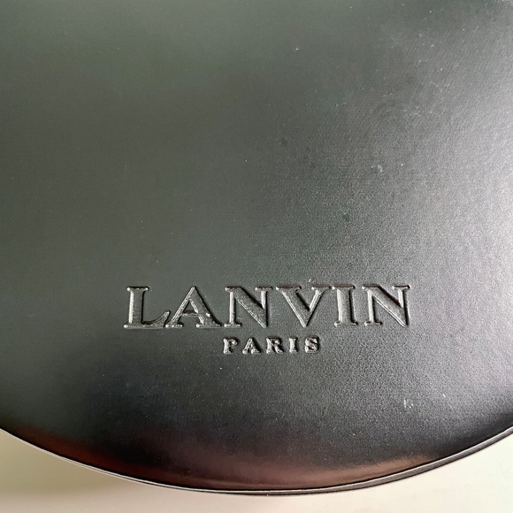 Lanvin Paris Black Faux Leather Round Circular Empty Storage Gift Box - Picture 4 of 12